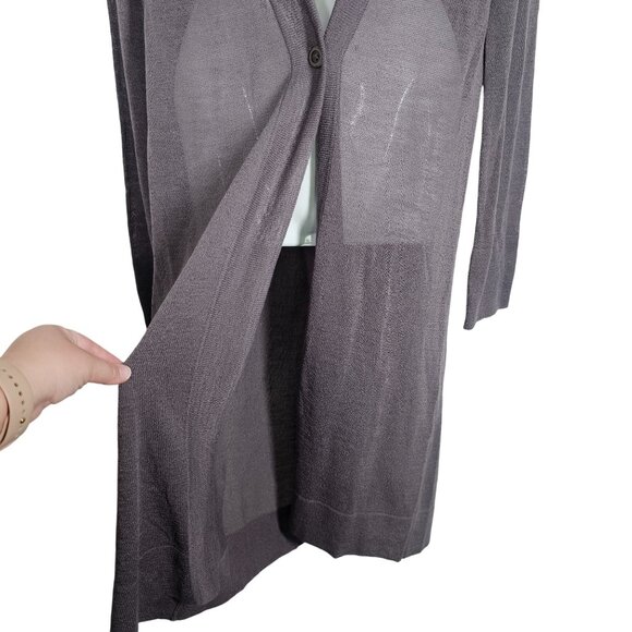 Soft Surroundings Sheer Long One Button Cardigan Lightweight Gray‎ Women's M - Picture 7 of 8